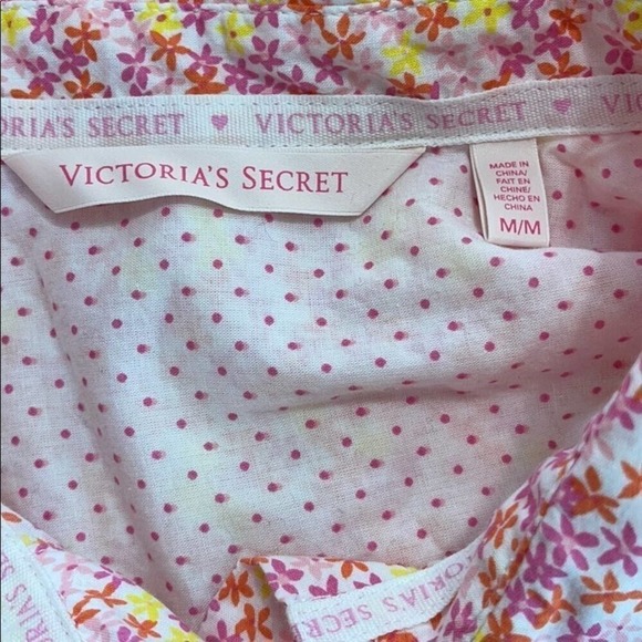 Victorias Secret Night Shirt Womens Medium Pink Floral Cottagecore Sleep Shirt - Picture 8 of 13